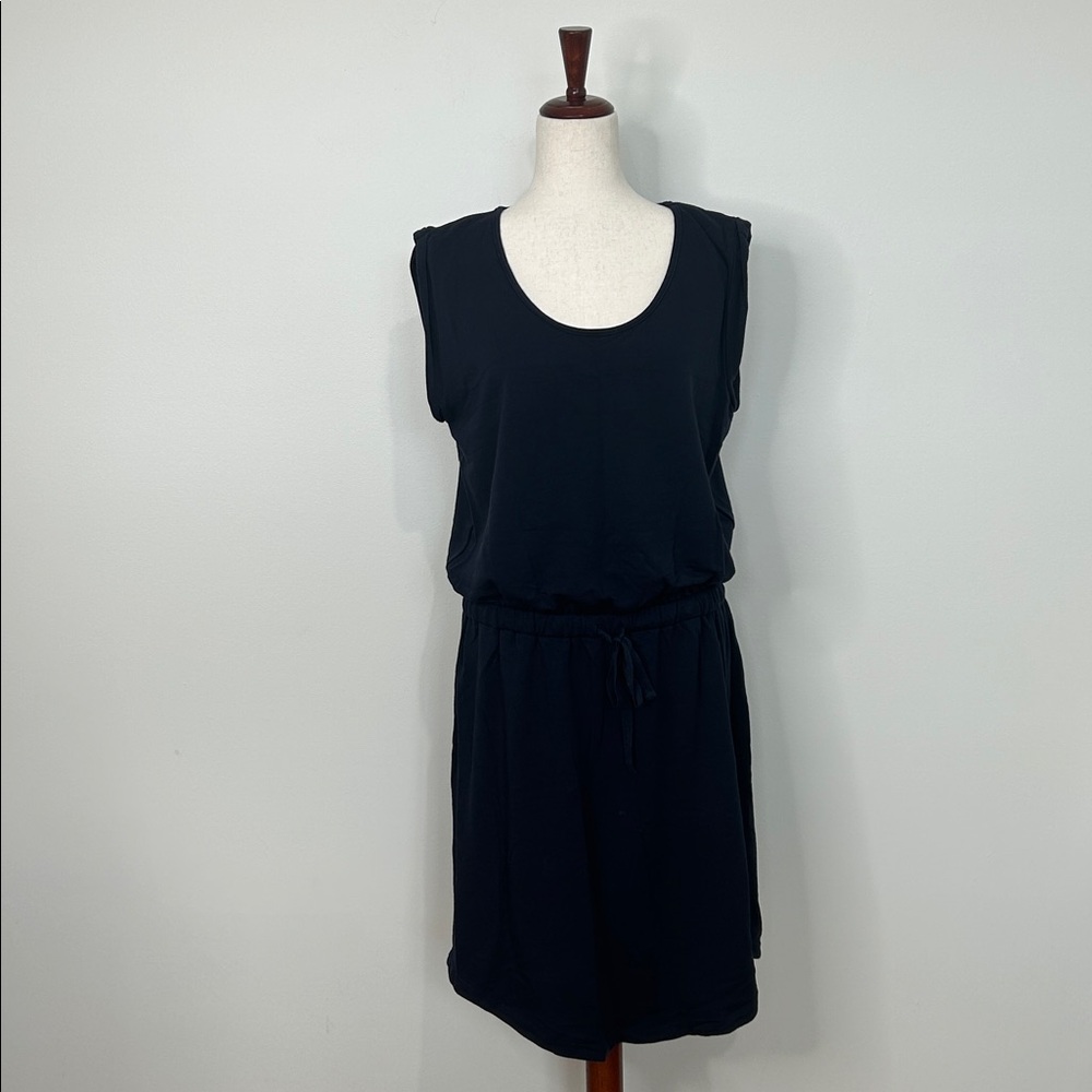 Lou  & Grey Drop Waist Blouson Dress Navy Blue Size‎ Large EUC